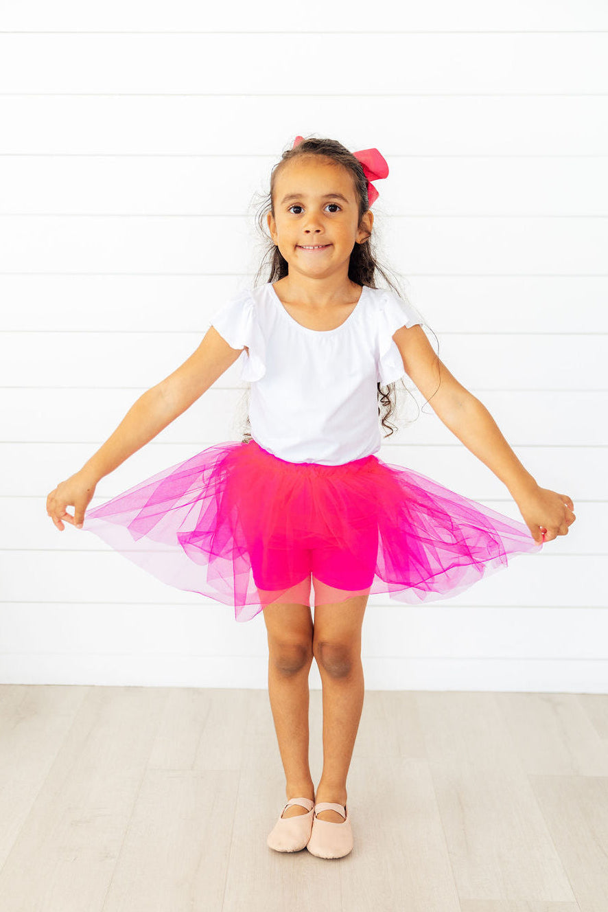 Hot pink tutu shorts front view