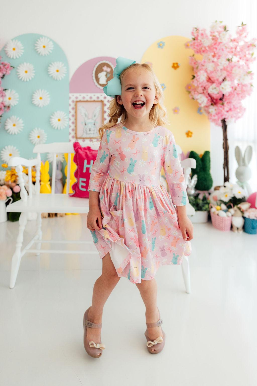 Preppy Peeps twirl dress twirl side view