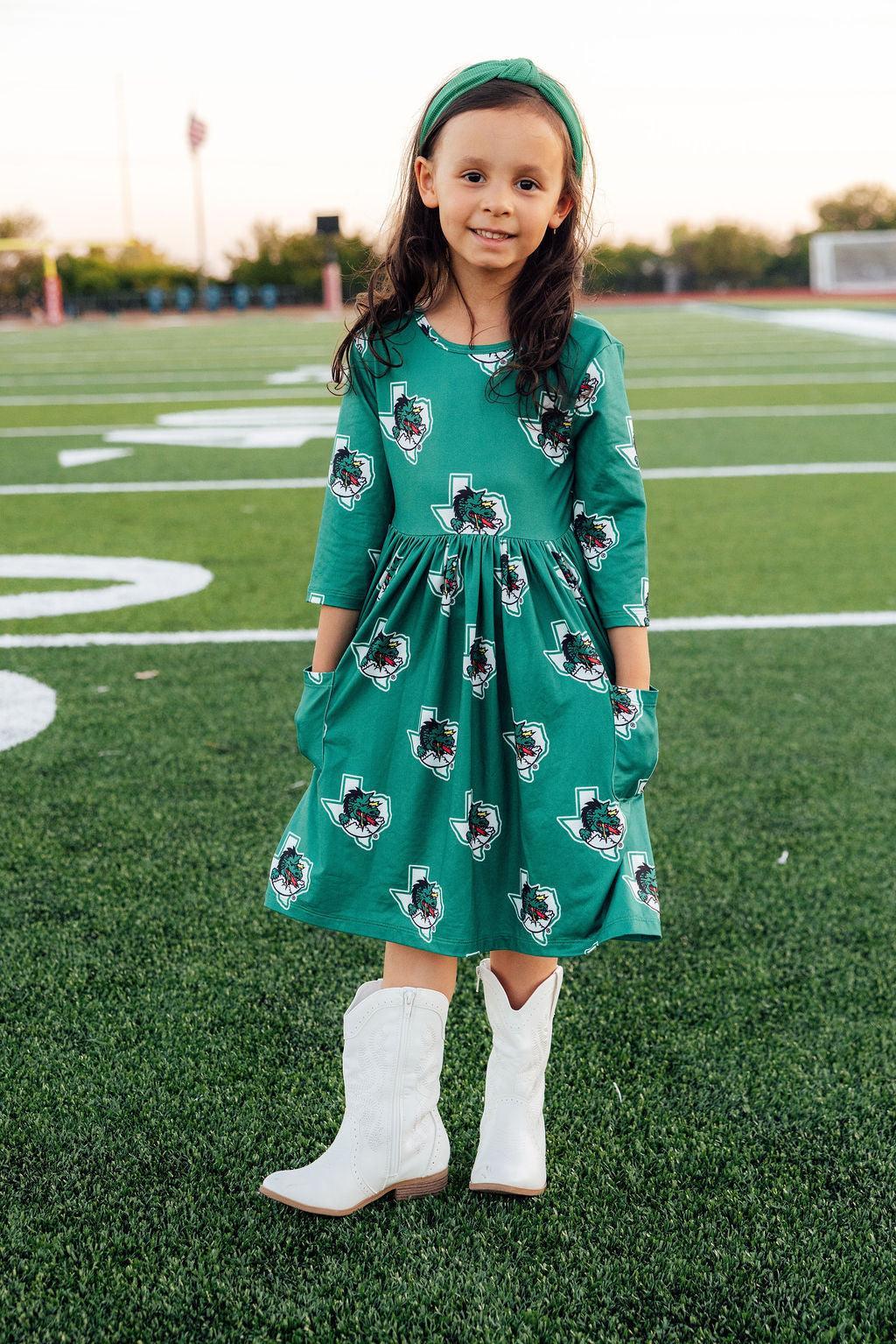 Southlake Carroll Dragons 3/4 Sleeve Pocket Twirl Dress