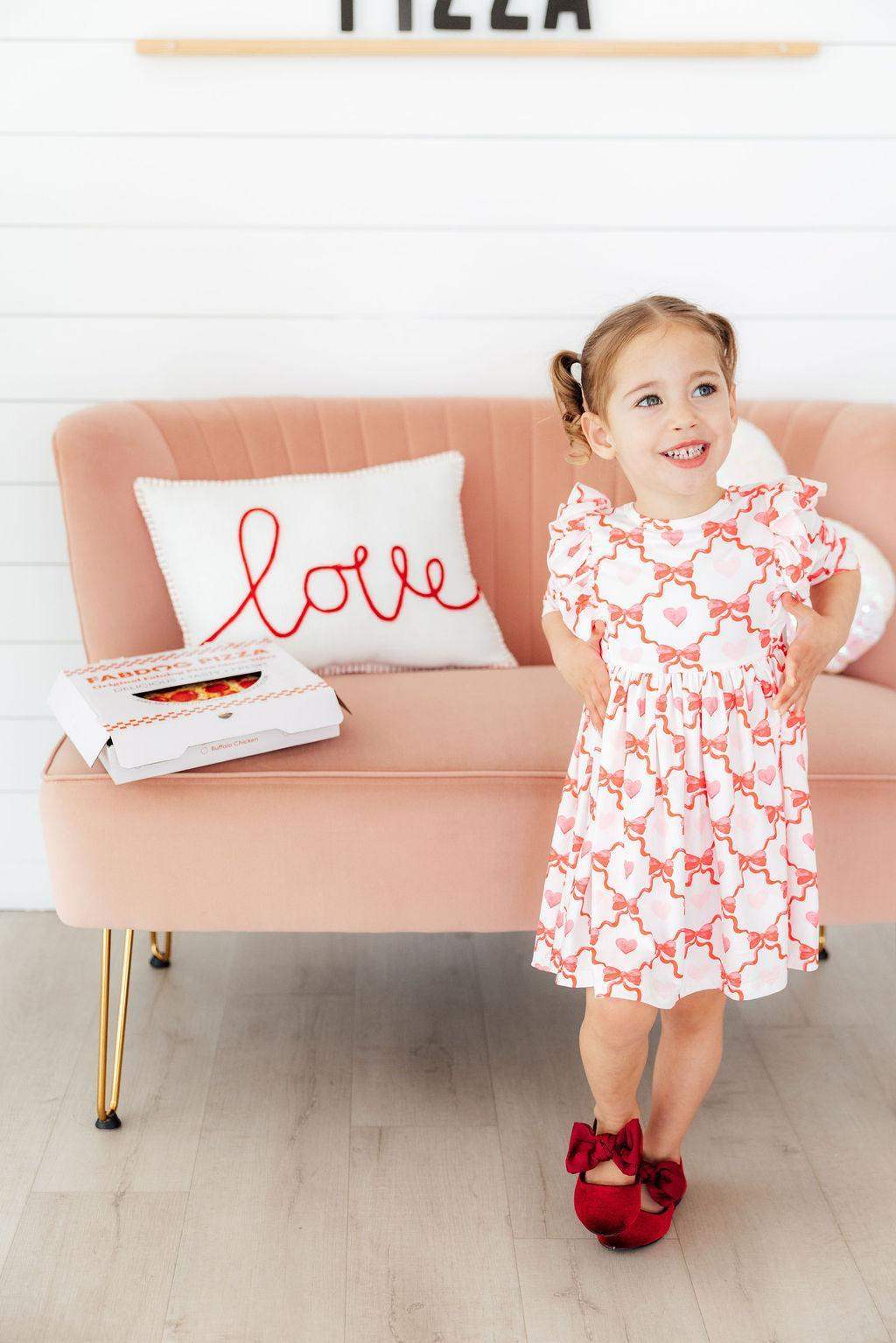 Lovebug 3/4 Sleeve Ruffle Twirl Dress