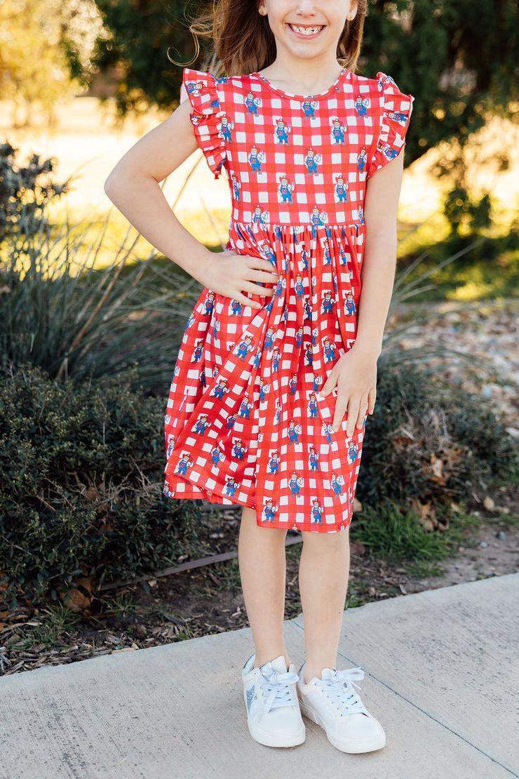 Nebraska Plaid Herbie Husker Flutter Twirl Dress