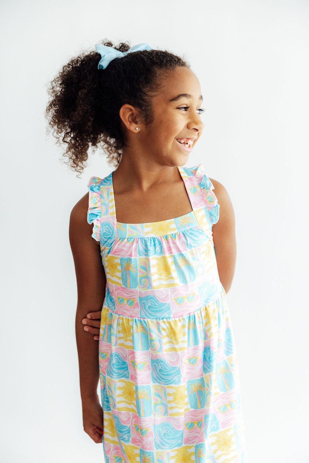 SALE Tropical Summer Ruffle Maxi Dress