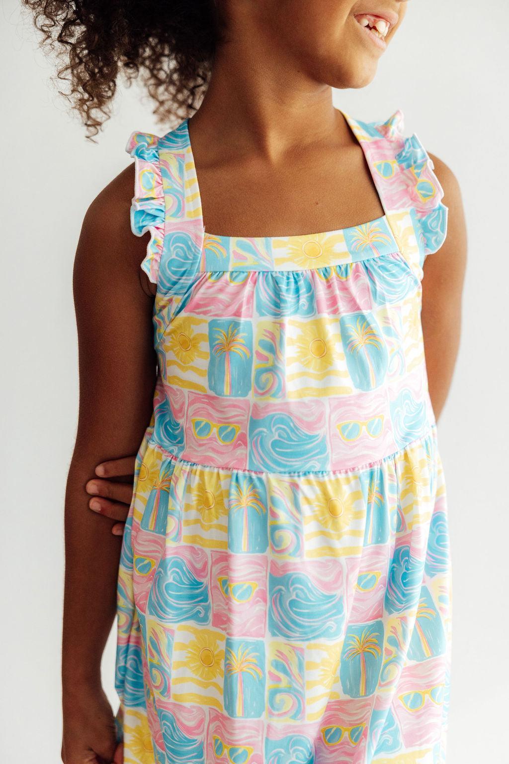 SALE Tropical Summer Ruffle Maxi Dress