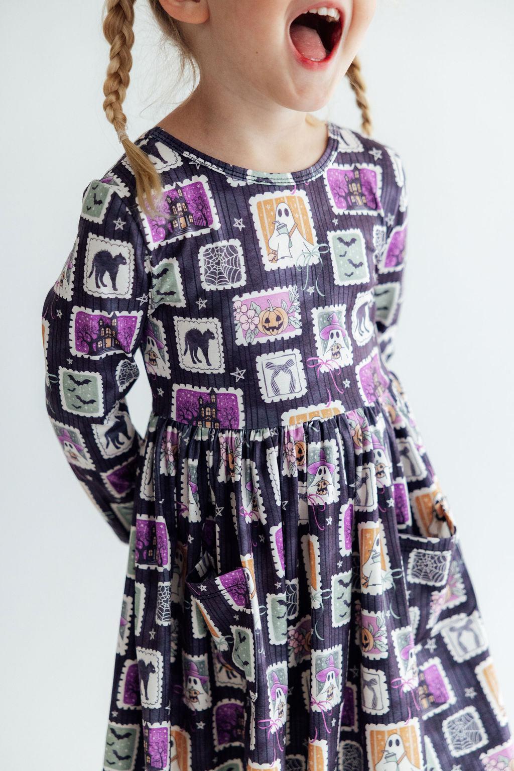 Trick or Treat 3/4 Sleeve Pocket Twirl Dress