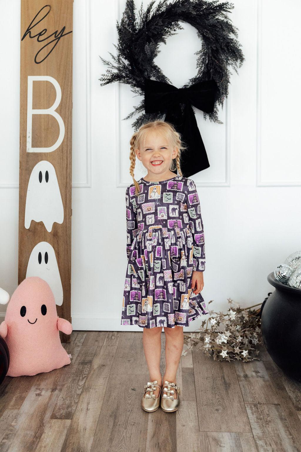Trick or Treat 3/4 Sleeve Pocket Twirl Dress
