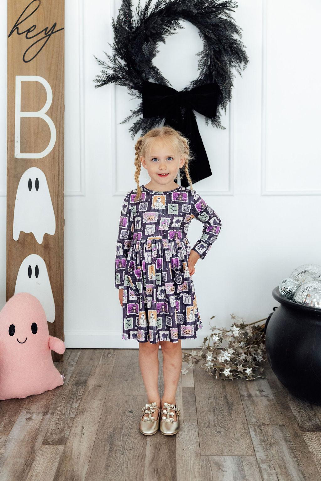 Trick or Treat 3/4 Sleeve Pocket Twirl Dress