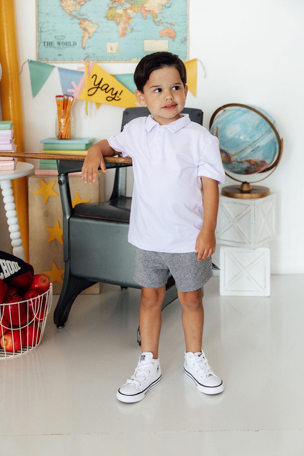 Boys Heather Gray Play Shorts detail view