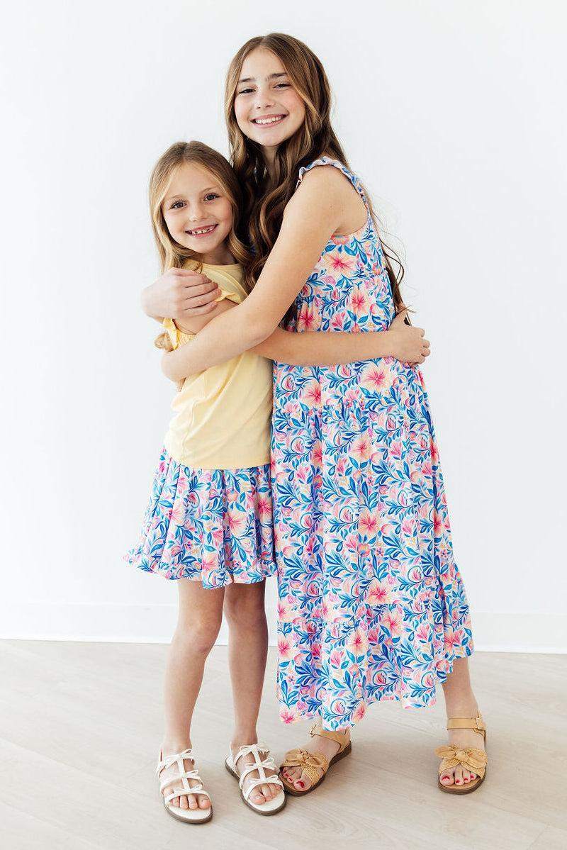 Watercolor Floral Ruffle Maxi Dress