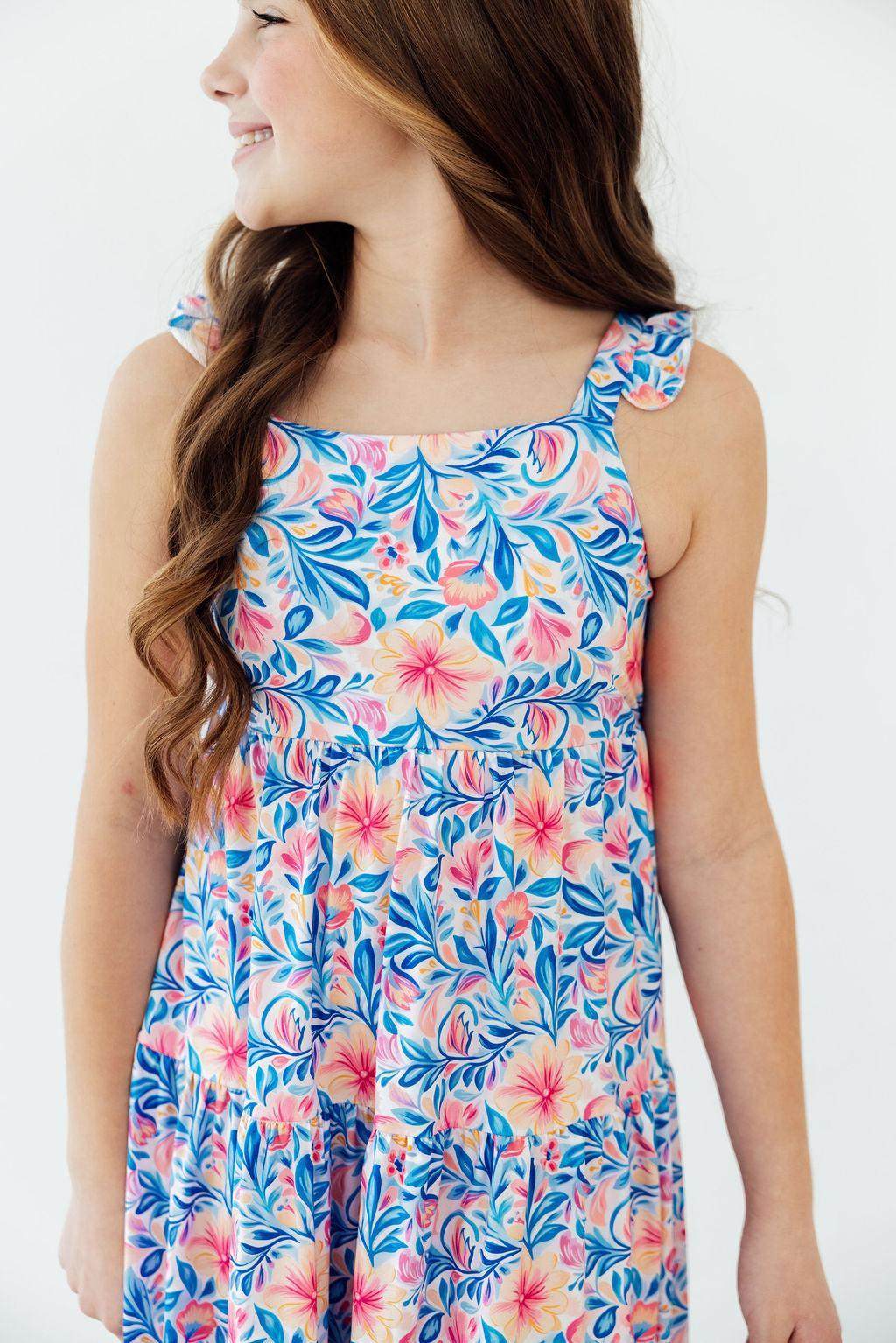 Watercolor Floral Ruffle Maxi Dress
