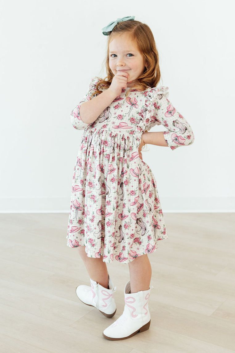SALE Feathered Friends Smocked Ruffle Dress detail view