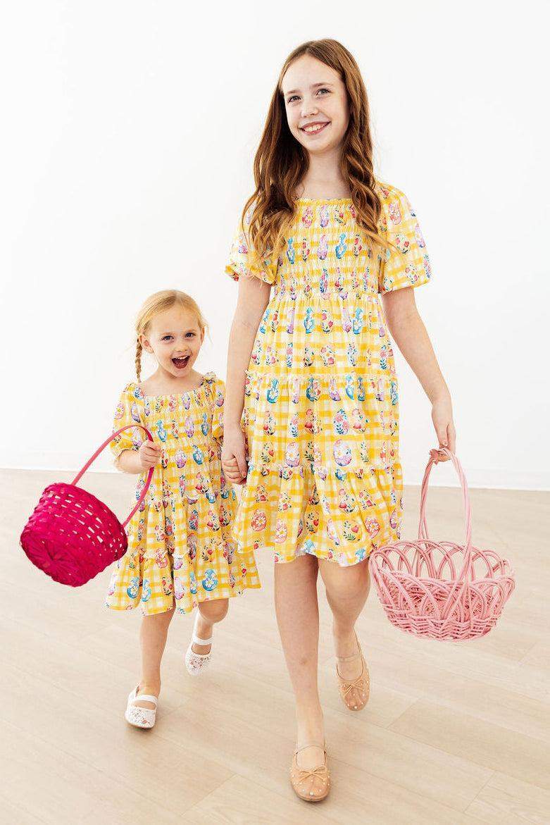 Easter Picnic smocked ruffle dress styling detail