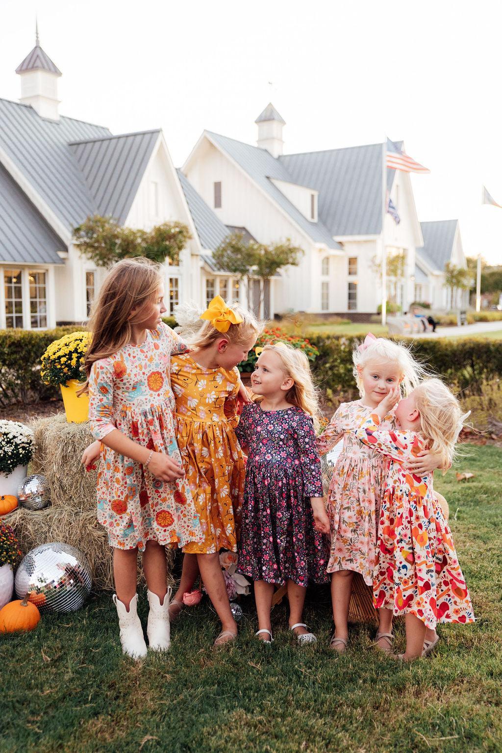 Dandelions in Fall 3/4 Sleeve Pocket Twirl Dress