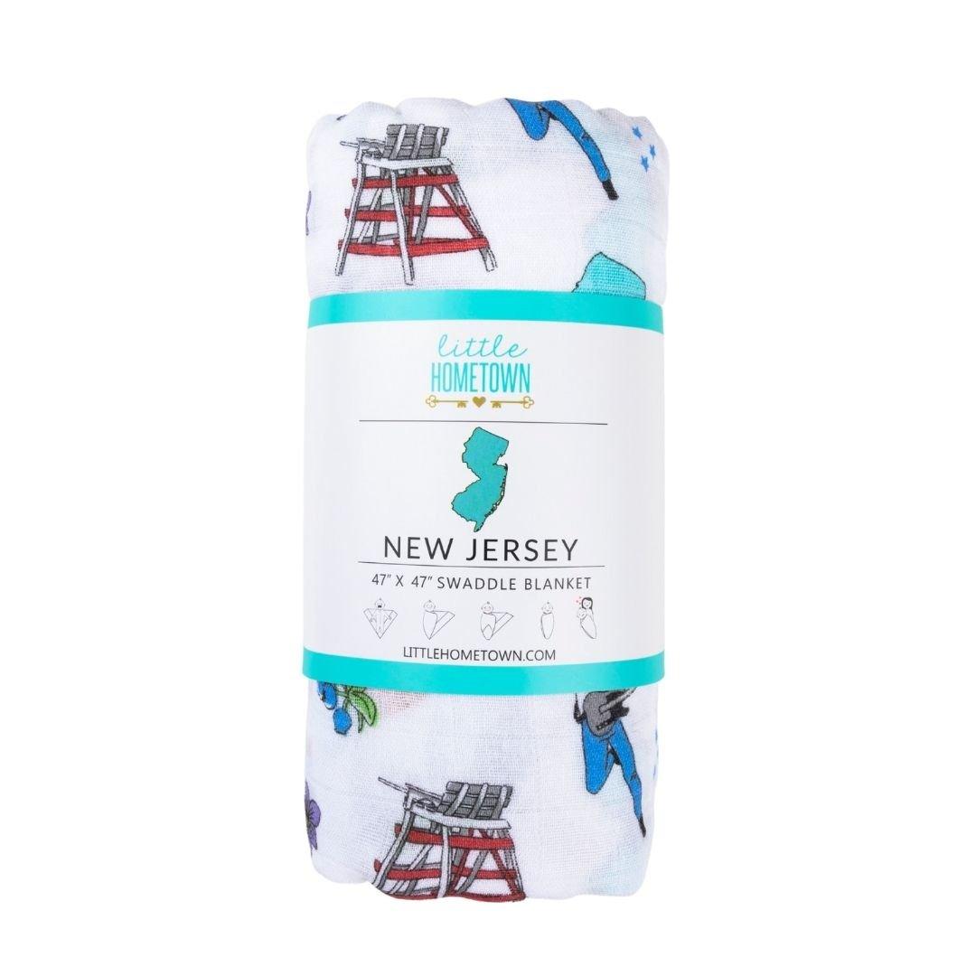 Gift Set: New Jersey Baby Muslin Swaddle Blanket and Burp Cloth/Bib Combo