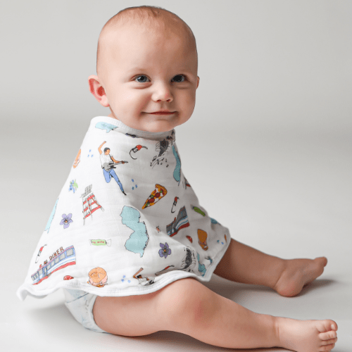 Gift Set: New Jersey Baby Muslin Swaddle Blanket and Burp Cloth/Bib Combo