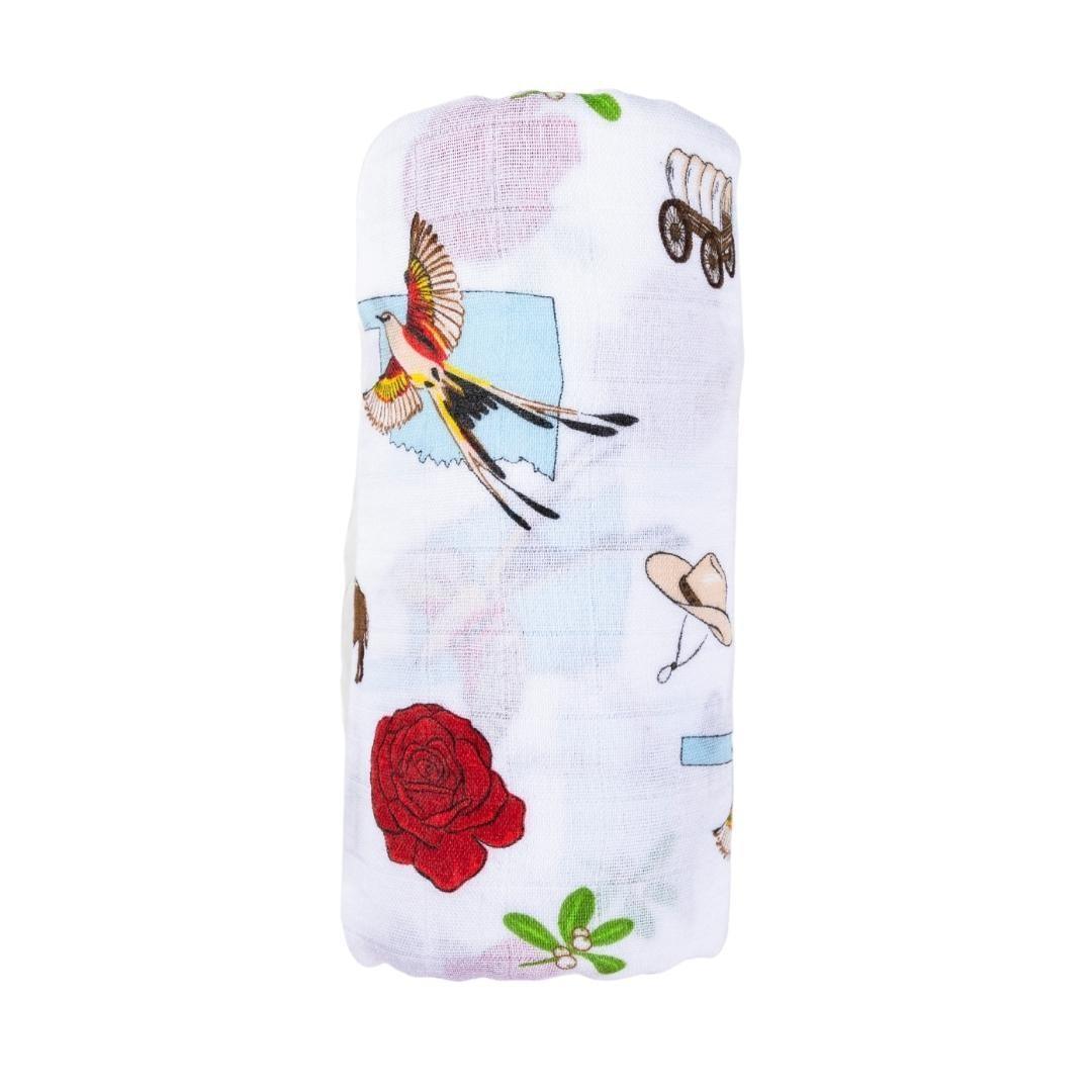 Gift Set: Oklahoma Swaddle Blanket and Burp Cloth/Bib Combo