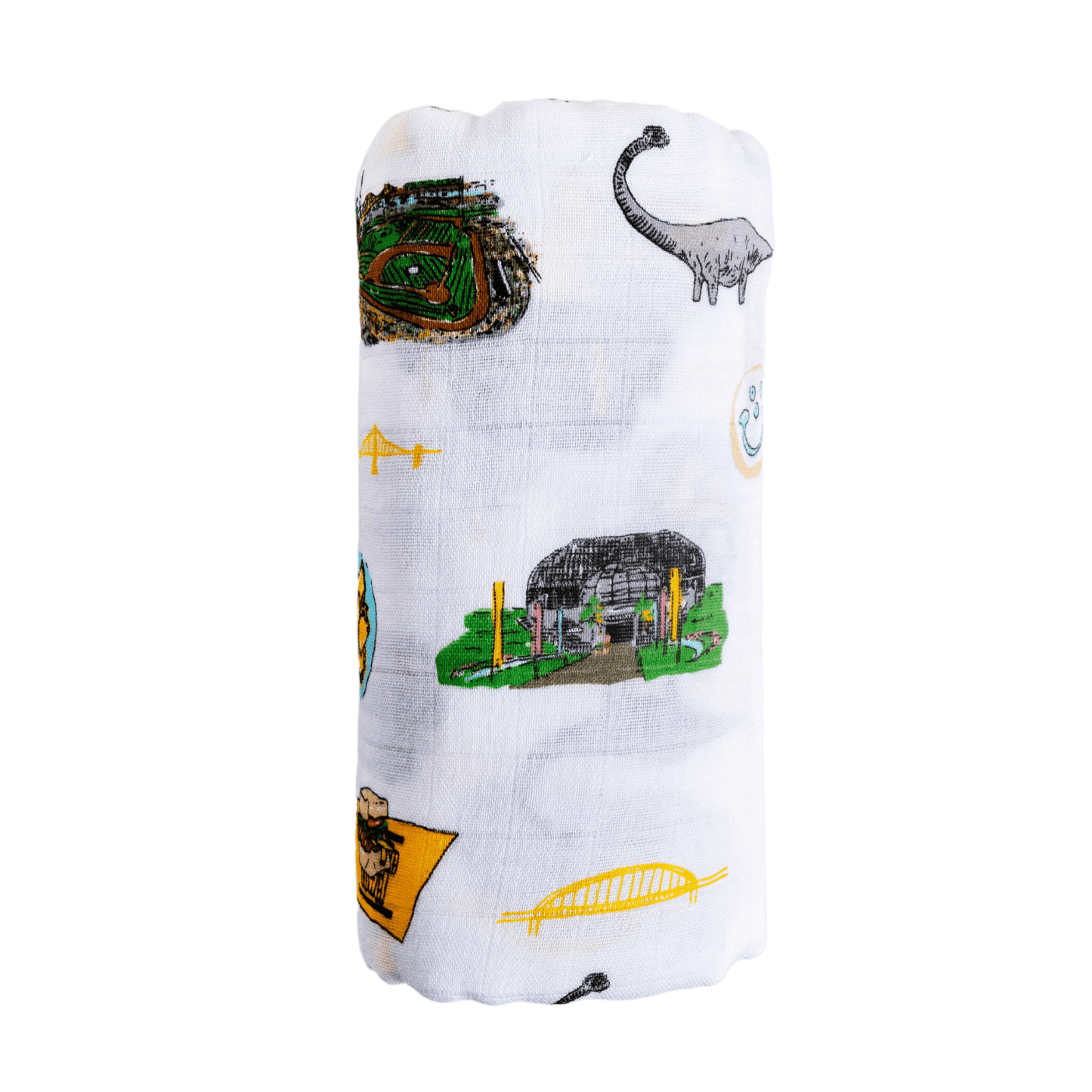 GiftSet: Pittsburgh Baby Muslin Swaddle Blanket and Burp Cloth/Bib Combo