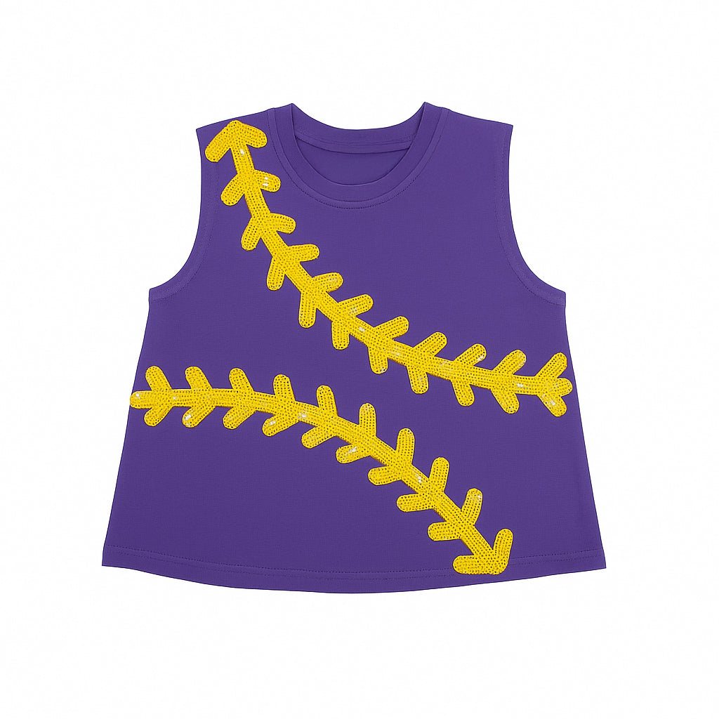 Baseball Purple Tank side view