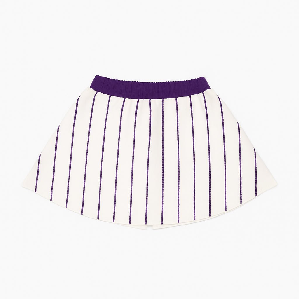 Baseball Purple Striped Skort, fabric and material close-up