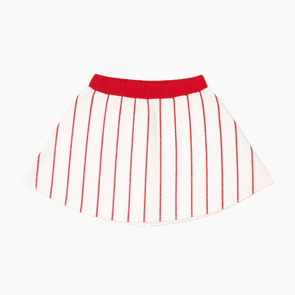 Baseball Red Striped Skort, fabric and material close-up