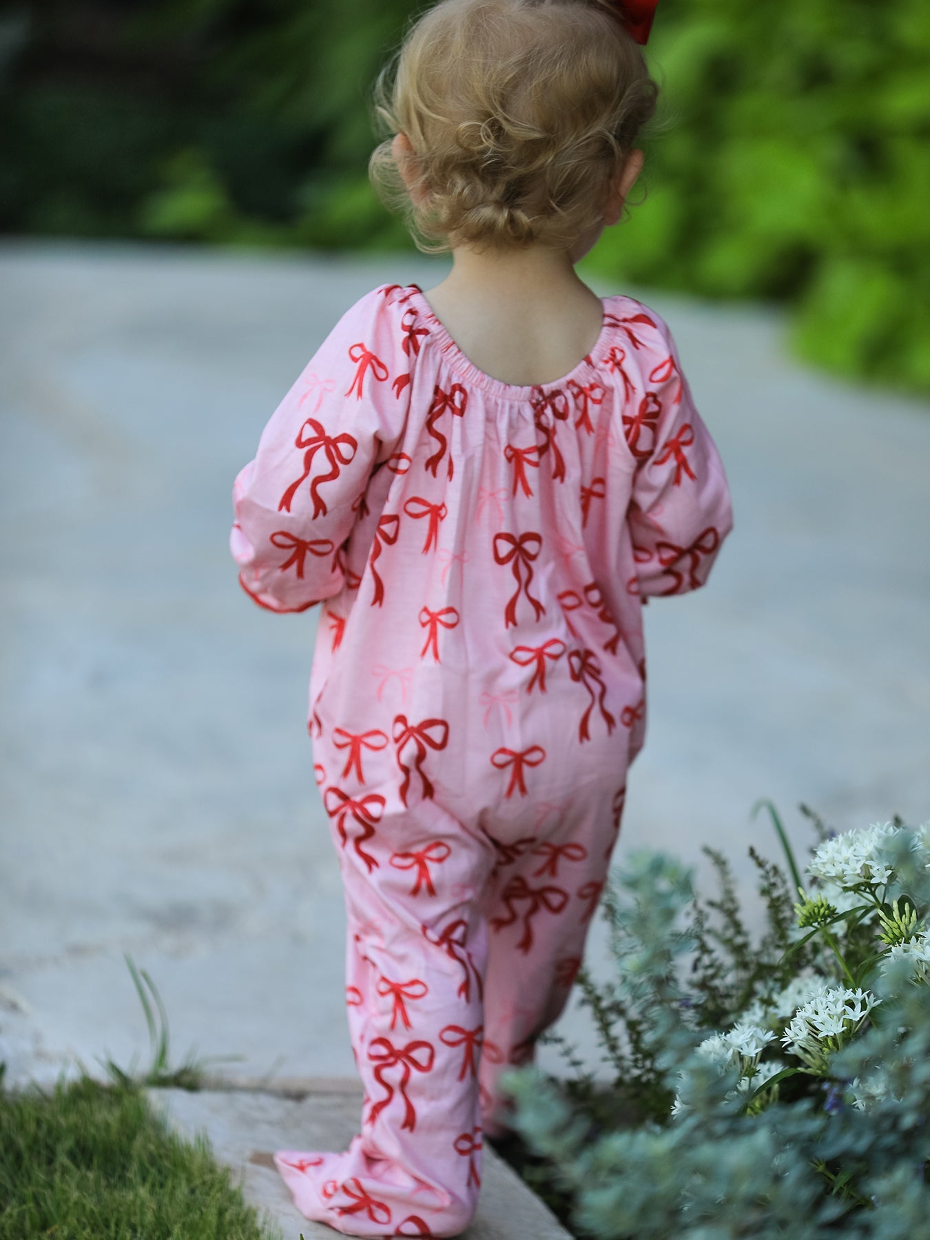 Bow Print Baby Girls Romper