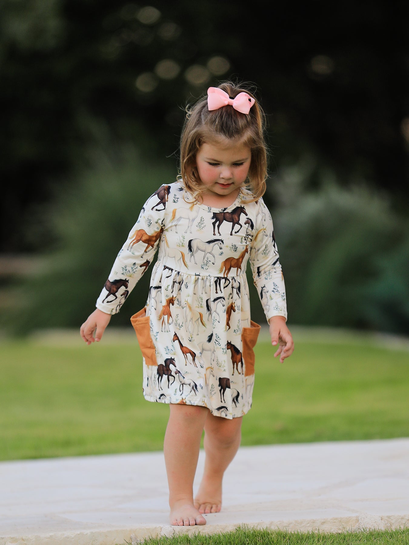 PREORDER Western Horse Print Long Sleeve Dress