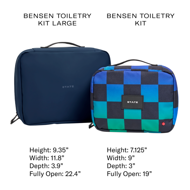 Bensen Toiletry Kit in Green/Navy, interior view