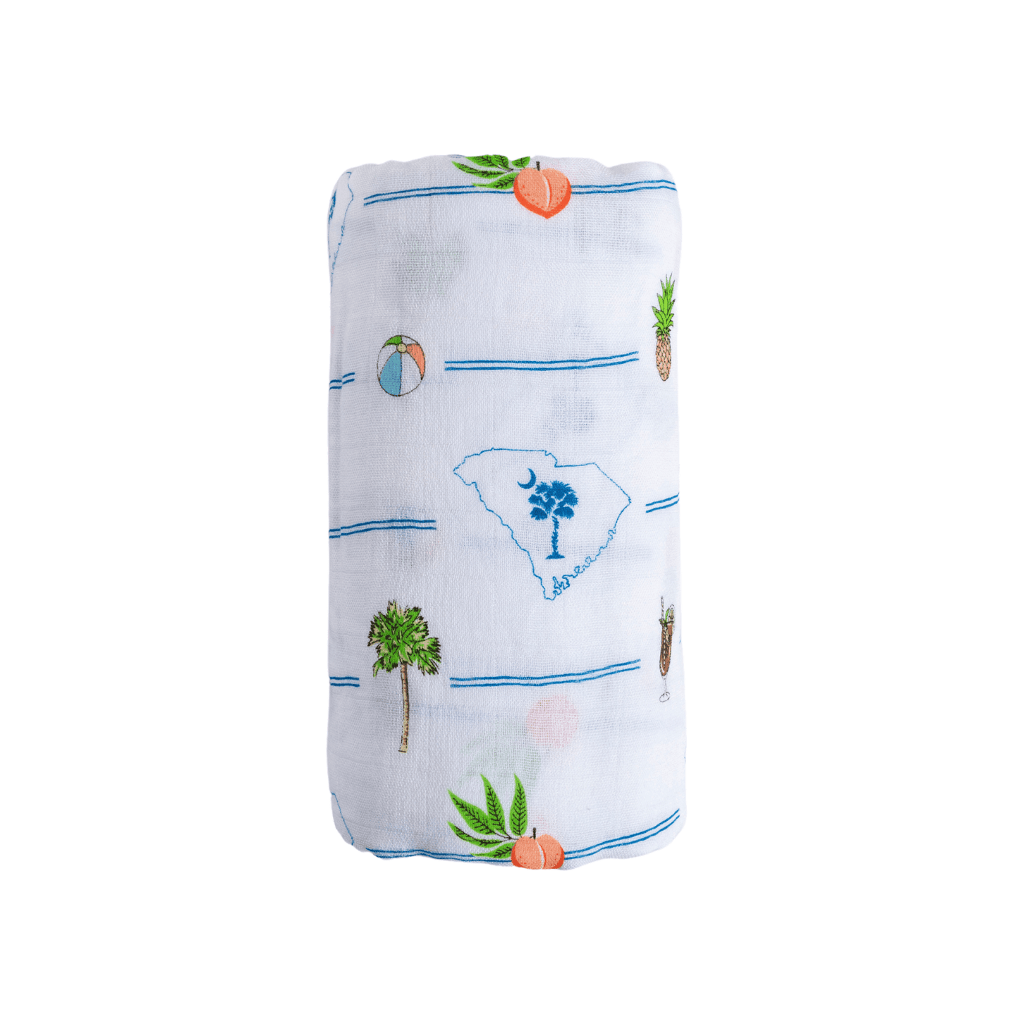 GiftSet: South Carolina Baby Muslin Swaddle Blanket and Burp Cloth/Bib Combo