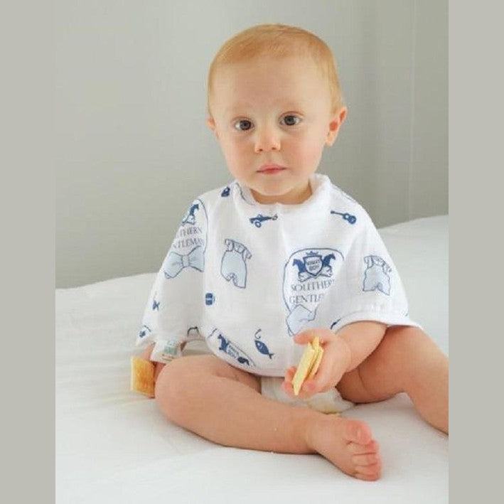 Gift Set: Southern Gentleman Baby Muslin Swaddle Blanket and Burp Cloth/Bib Combo detail view
