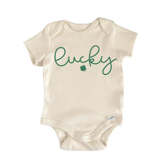 St. Patricks Day Lucky Script Newborn Baby Onesie®