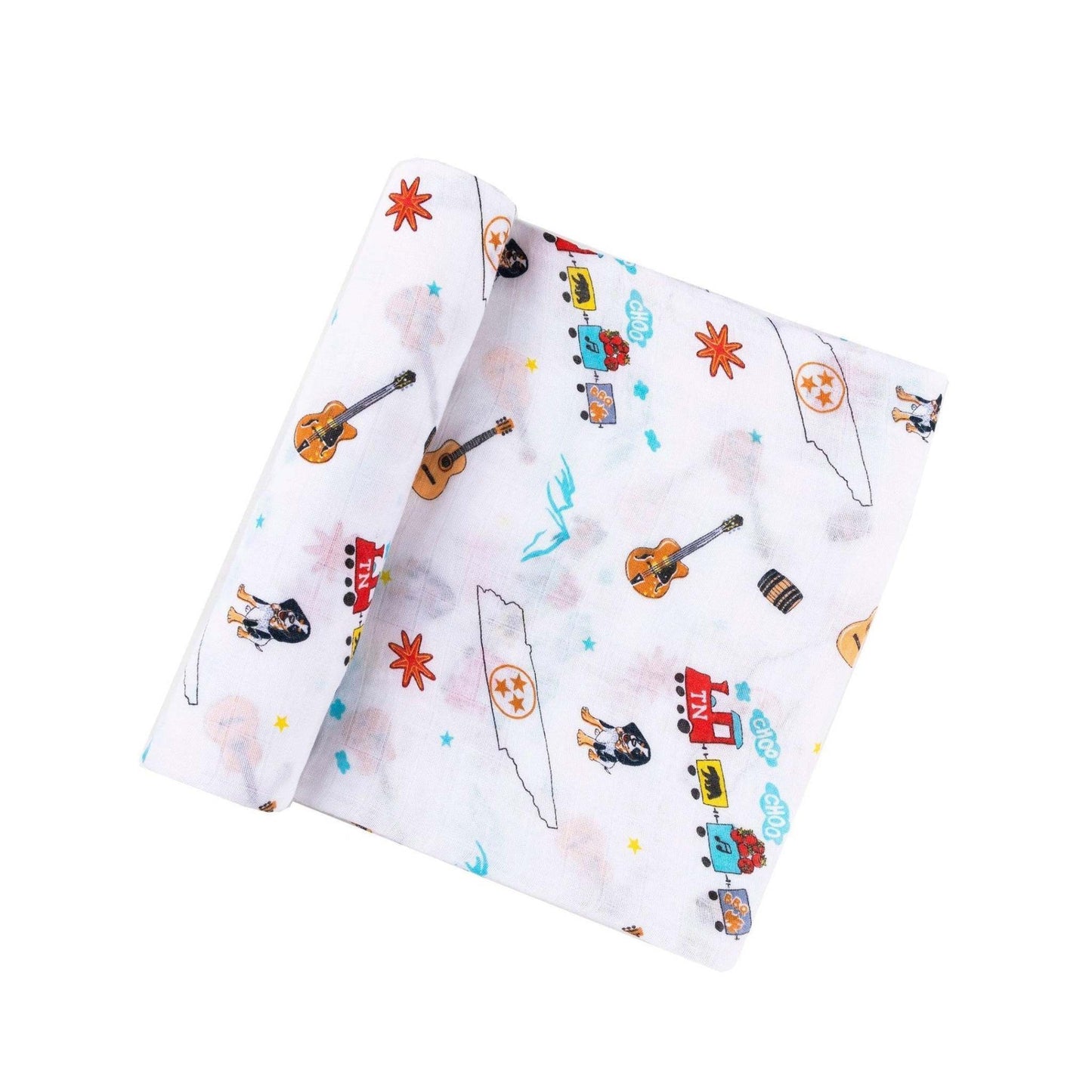 Gift Set: Tennessee Baby Muslin Swaddle Blanket and Burp Cloth/Bib Combo styling detail
