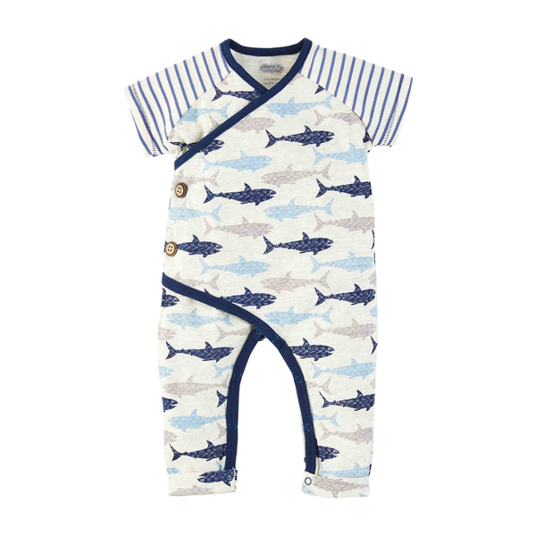 Shark baby bodysuit front view