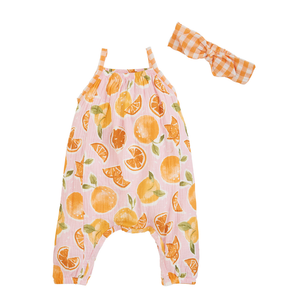 Orange longall and headband set front view