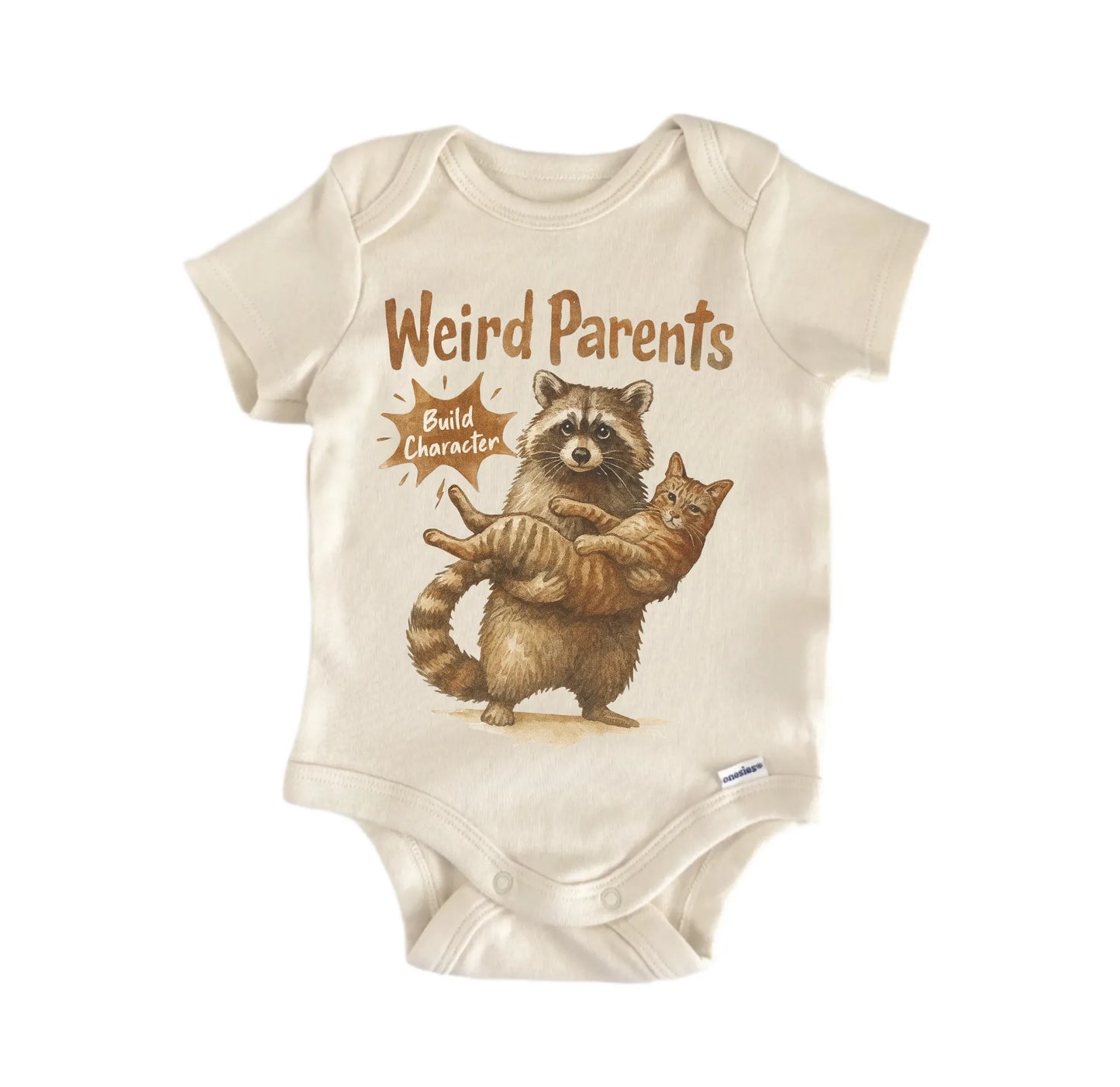 Weird Parents Cat Raccoon Feral Newborn Baby Onesie® Onesie®