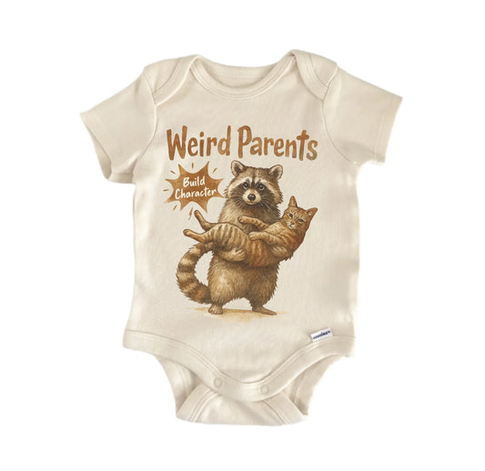 Weird Parents Cat Raccoon Feral Newborn Baby Onesie®