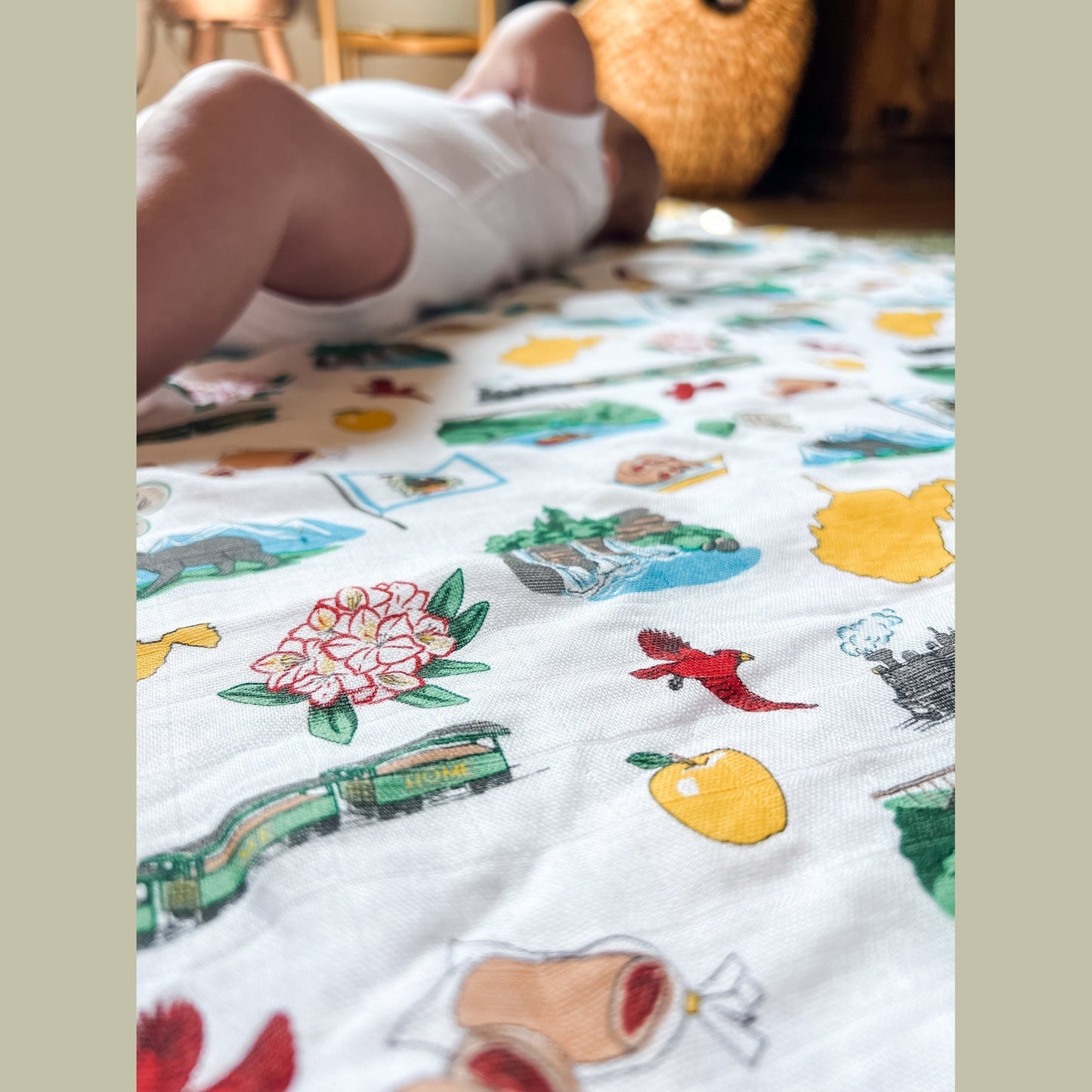 West Virginia Baby Giftset:  Baby Swaddle Blanket and Burp/Bib Combo