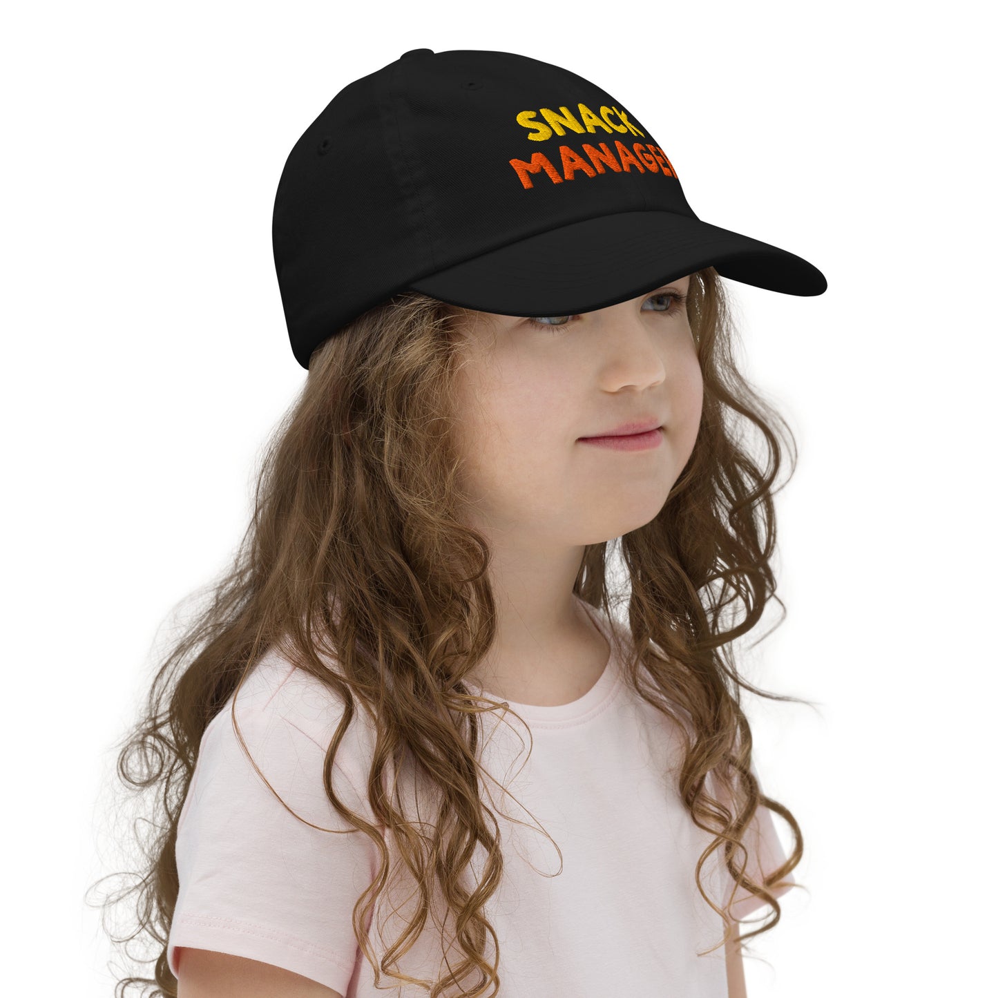 Snack Manager youth baseball cap, right side view