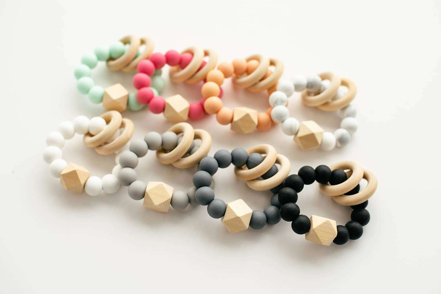 Silicone & Beechwood Hex Silicone Teether