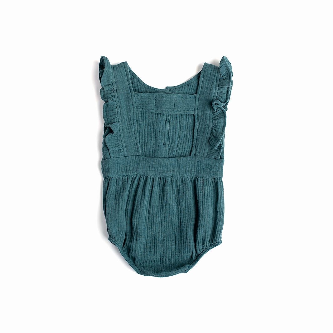 Backless Cotton Romper PEACOCK