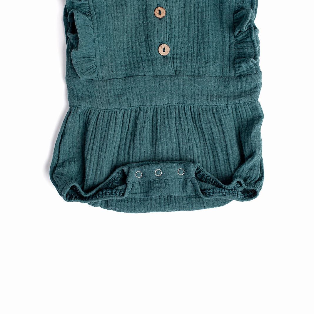 Backless Cotton Romper PEACOCK