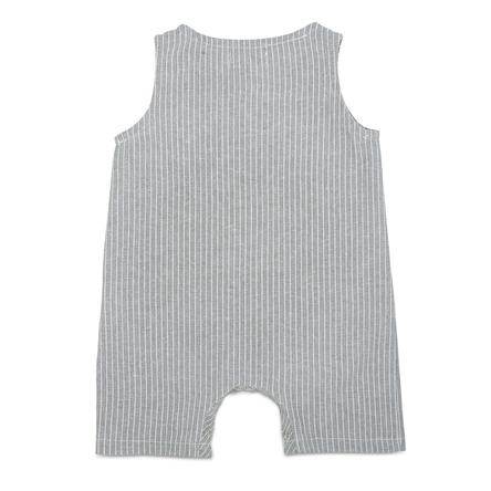 Grey & White Striped Sleeveless Crop Linen Baby Romper