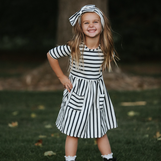 Nora Navy Stripe Twirl Dress