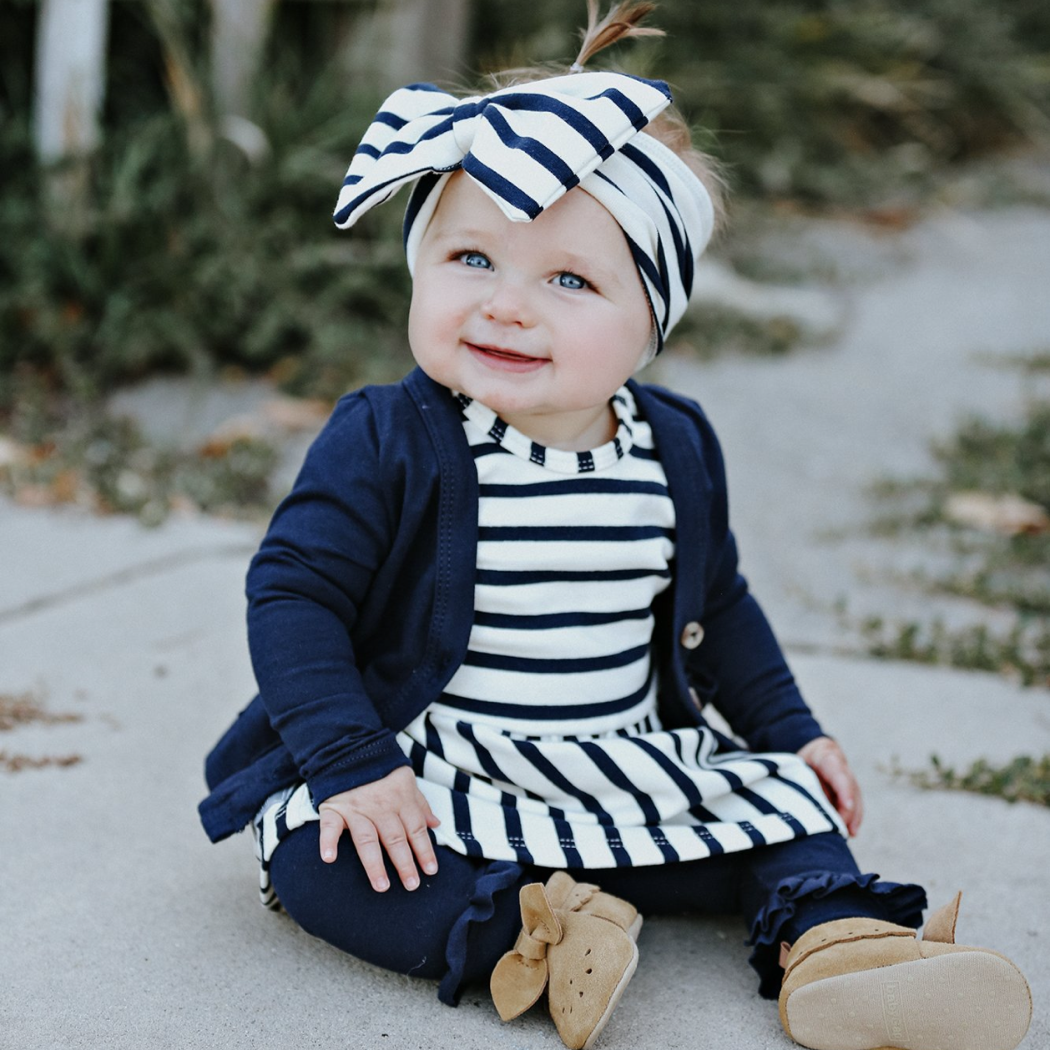 Nora Navy Stripe Twirl Dress