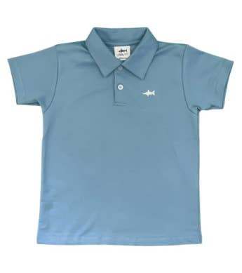 Saltwater Boys Company SBC Signature Pima polo shirt in blue, made with 100% Peruvian pima cotton.