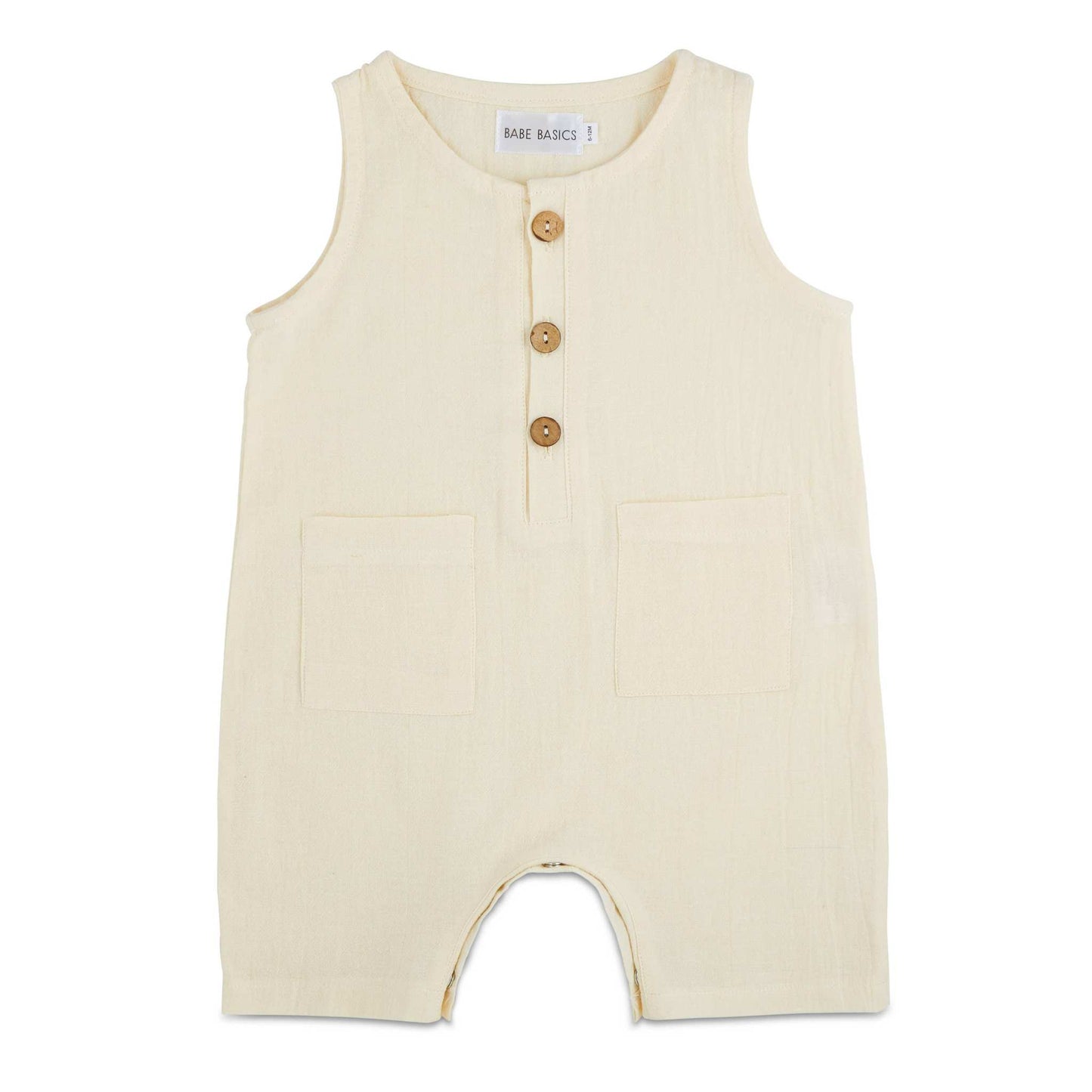 White Sleeveless Crop Linen Baby Romper